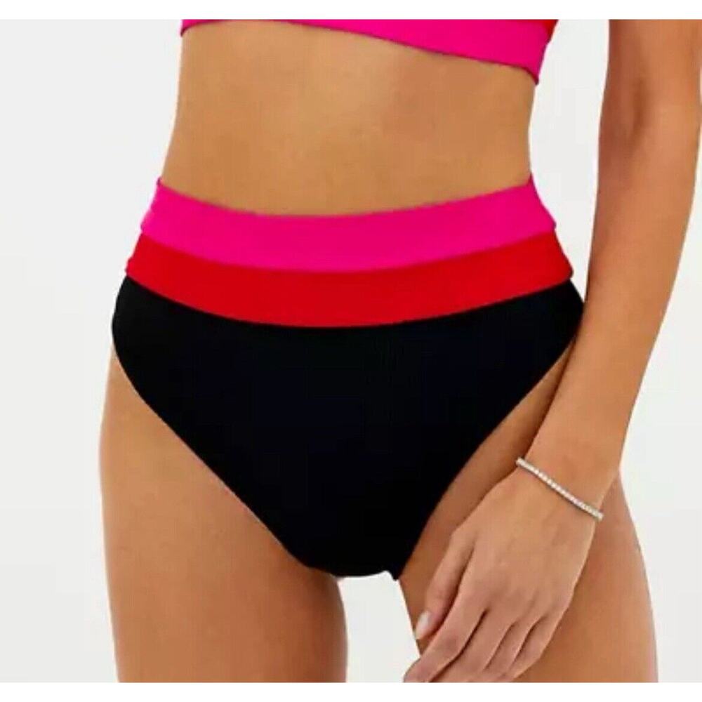 NEW BEACH RIOT 'Heidi' Colorblock Ribbed Bikini Bottoms Glacier Small